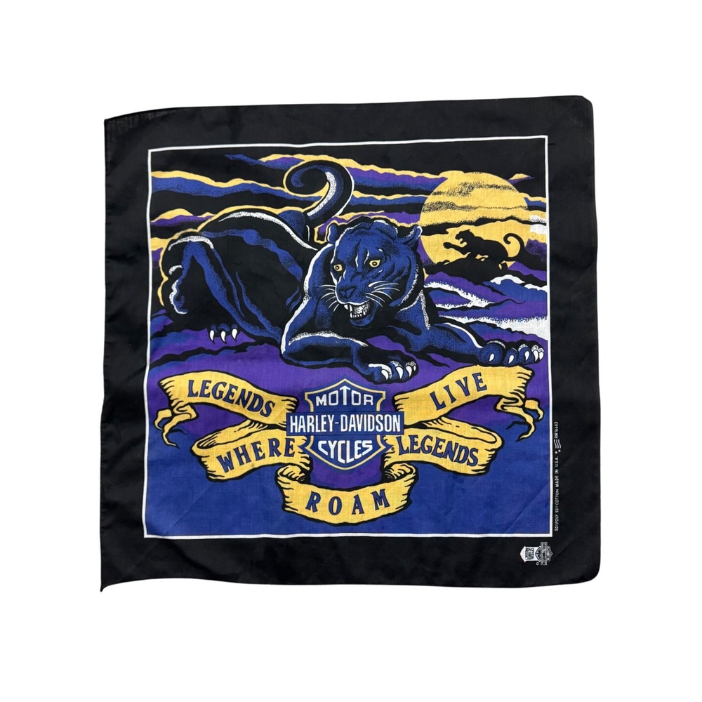 Vintage Harley Davidson Biker Panther Bandana Legends Live Where Legends Roam